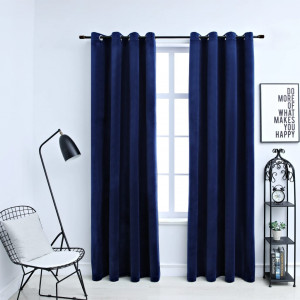 Cortinas opacas anéis 2 pzas veludo azul escuro 140x225cm D