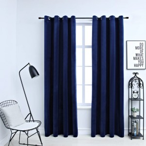 Cortinas opacas anéis 2 pzas veludo azul escuro 140x245cm D