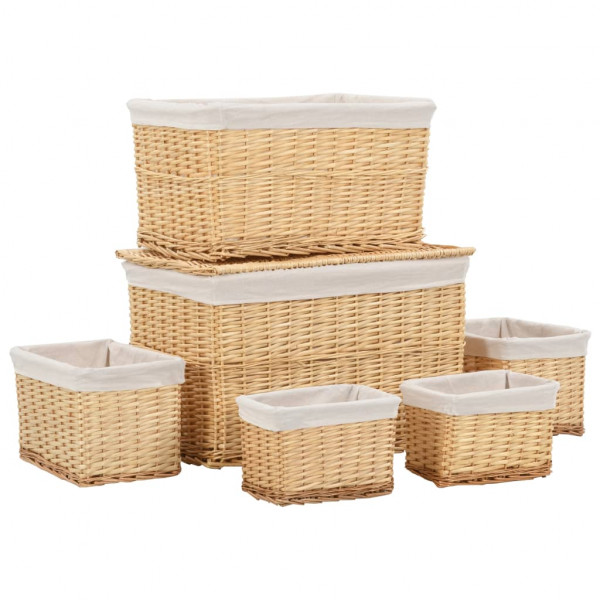 Conjunto de cestas apilables 6 unidades de sauce natural D