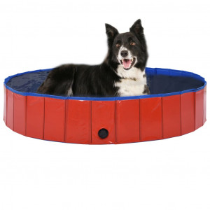 Piscina para perros plegable PVC rojo 160x30 cm D