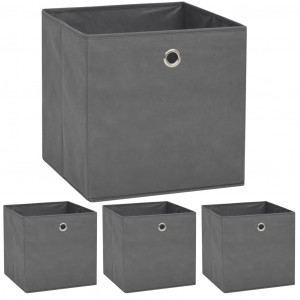 Cajas de almacenaje 4 unidades textil no tejido 32x32x32cm gris D