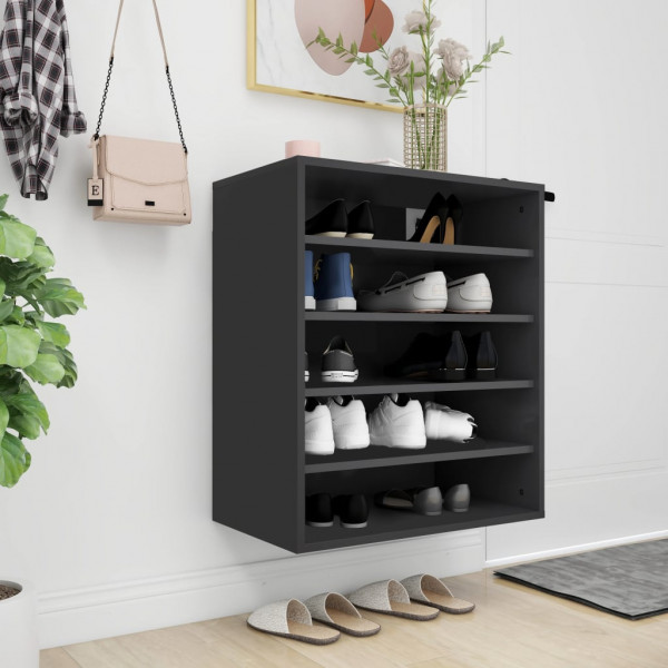 Mobiliário de calçado de madeira contraplacada preta 60x35x70 cm D