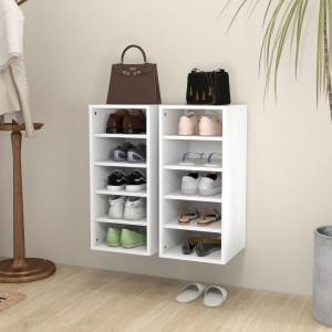 Mueble zapatero de aglomerado blanco 54x34x183 cm