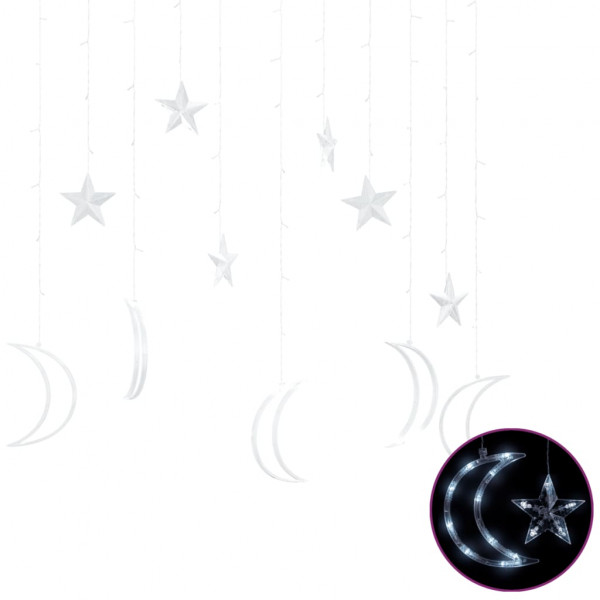 Luces estrella y luna 138 LEDs blanco frío con control remoto D
