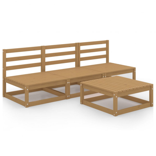 Muebles de jardín 4 piezas marrón miel madera madera de pino D