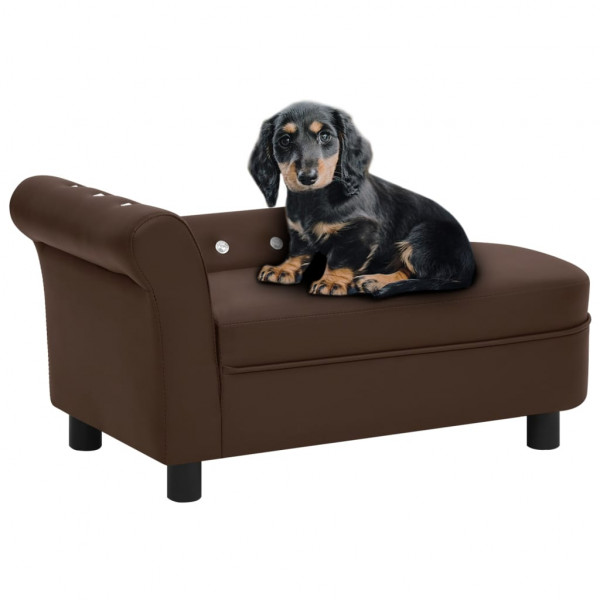 Sofá para perros cuero sintético marrón 83x45x42 cm D