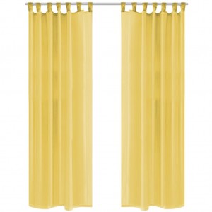 Cortinas de gasa 2 unidades 140x175 cm amarelo D