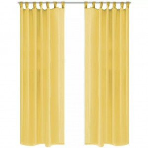 Cortinas de gasa 2 unidades 140x245 cm amarelo D