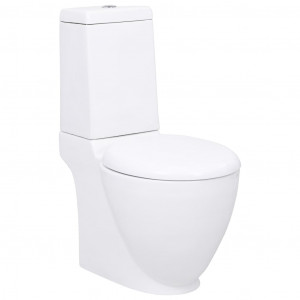 Inodoro WC redondo de cerámica flujo hacia abajo blanco D