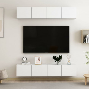 Muebles para TV 4 uds madera contrachapada blanco 80x30x30 cm D