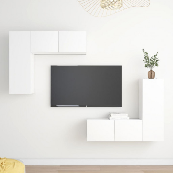 Conjunto de móveis para TV de 4 peças branco aglomerado D