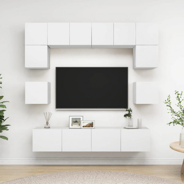 Conjunto de móveis para TV de 8 peças branco aglomerado D