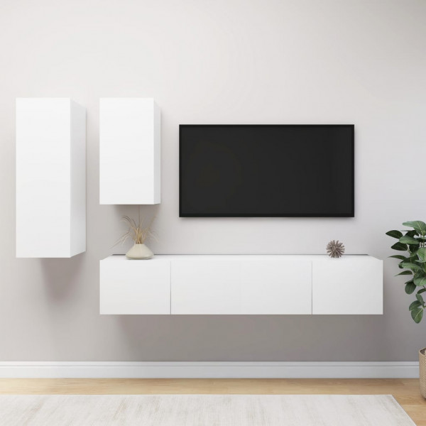 Set de móveis de sala TV 4 peças madeira de engenharia branca D