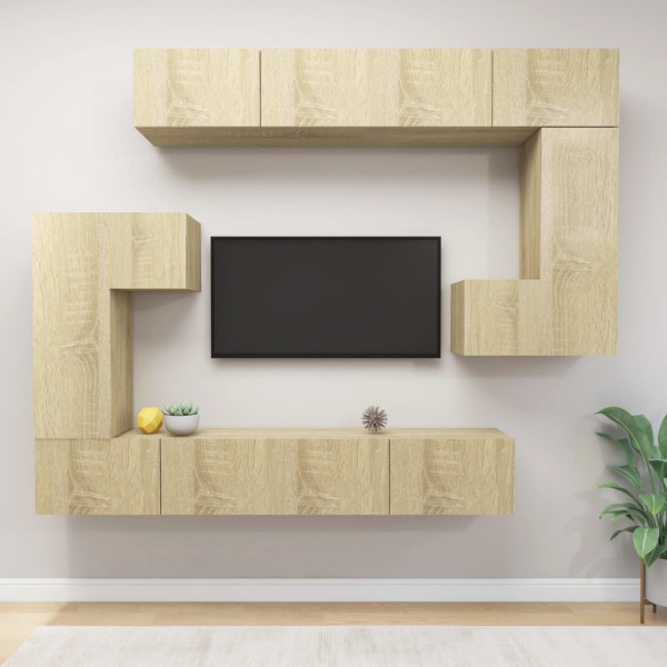Set de muebles para TV 8 pzas madera contrachapada roble Sonoma D