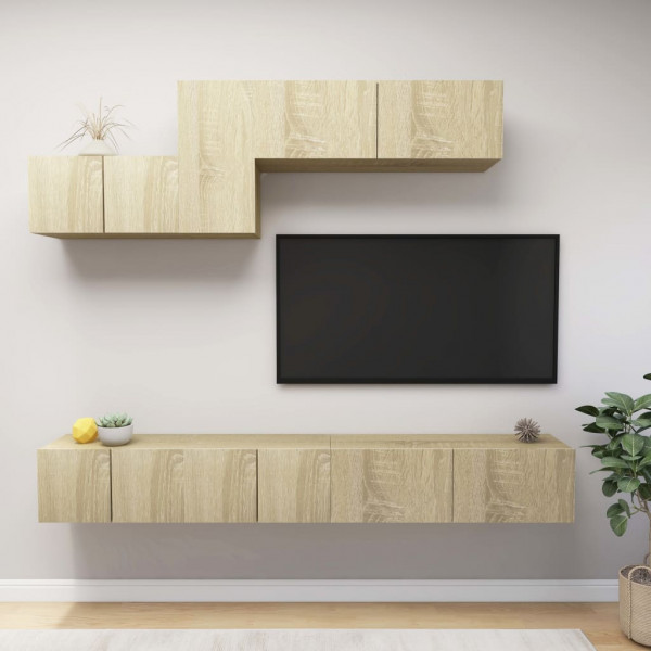 Mobiliário de parede de TV 6pcs aglomerado cor de carvalho Sonoma D