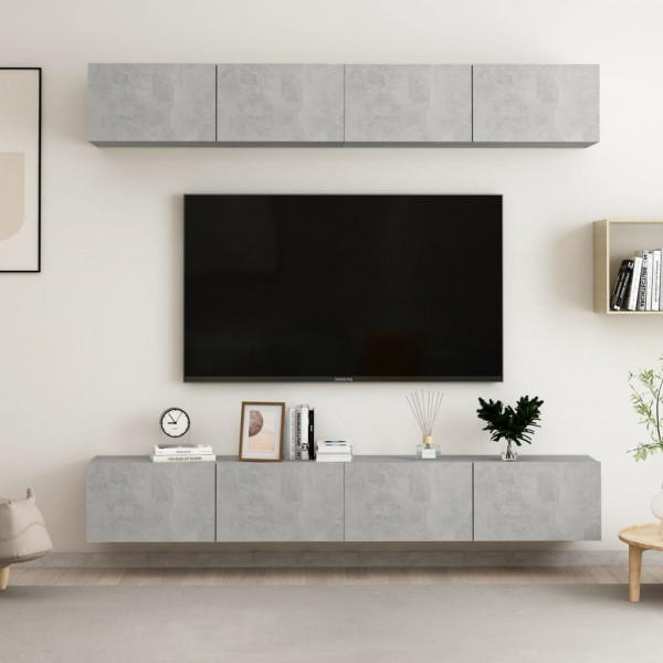 Conjunto de móveis de sala de estar 4 peças de concreto cinza 100x30x30 cm D