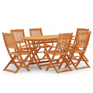 Set de comedor de jardín plegable 7 pzas madera eucalipto D