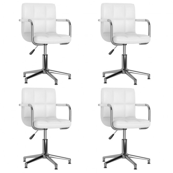 Cadeiras giratórias de jantar 4 unidades couro sintético branco D