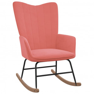 Silla mecedora de terciopelo rosa D