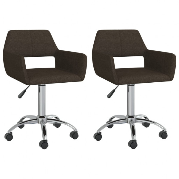Sillas de comedor giratorias 2 unidades tela marrón oscuro Sillas de comedor giratorias 2 unidades tela marrón oscuro D