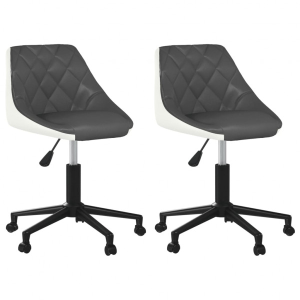 Sillas comedor giratorias 2 unidades cuero sintético gris y blanco Sillas comedor giratorias 2 unidades cuero sintético gris y blanco D