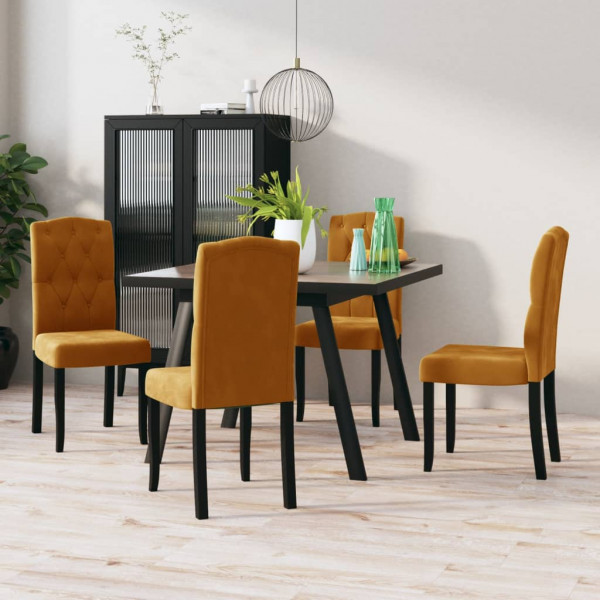 Sillas de comedor 4 unidades de terciopelo marrón Sillas de comedor 4 unidades de terciopelo marrón D