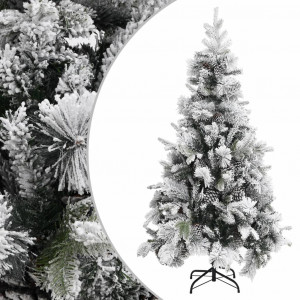 Árbol de Navidad con nieve flocada y piñas PVC y PE 225 cm D