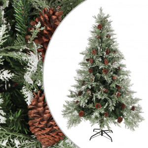 Árbol de Navidad con piñas verde y blanco PVC y PE 120 cm D
