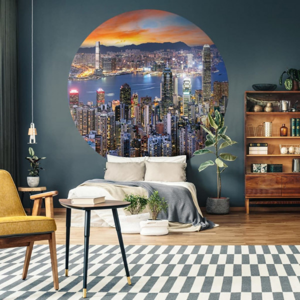 WallArt Círculo de papel pintado Skyline by Night 190 cm D