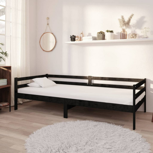Sofá cama de madera maciza de pino negro 90x200 cm D