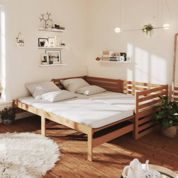 Sofá cama removível madeira de pinho marrom mel 2x(90x200) cm D