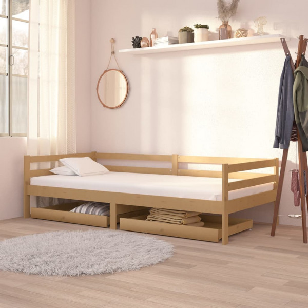 Caixas de sofá cama 2 peças de madeira maciça pinheiro marrom mel D