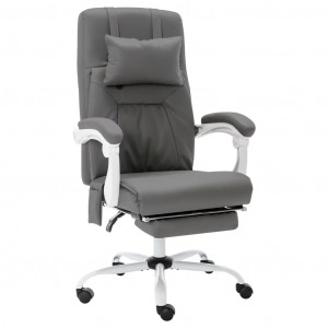 Cadeira de escritório de massagem de couro sintético cinza D