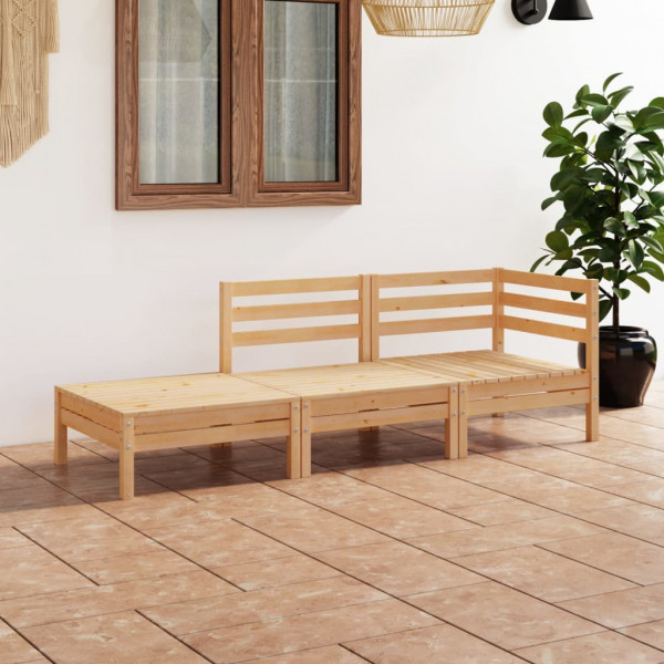 Conjunto de móveis de jardim 3 peças em madeira maciça de pinho D