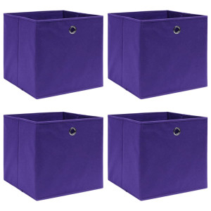 Caixas de armazenamento 4 unidades em tecido não tecido roxo 28x28x28 cm D