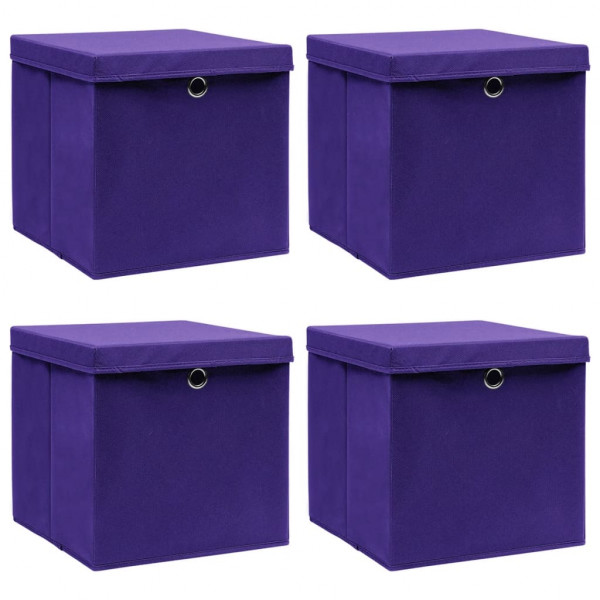 Cajas de almacenaje con tapas 4 uds morado 28x28x28 cm D