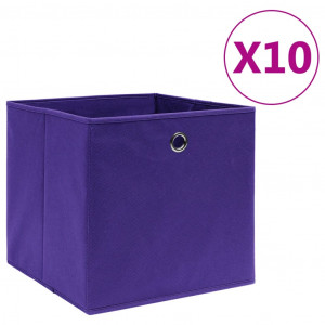 Cajas de almacenaje 10 uds tela no tejida morado 28x28x28 cm D