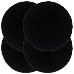Mantel individual 4 unidades liso redondo algodón negro 38 cm D