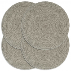 Toalha individual 4 unidades lisa redonda de algodão cinza 38 cm D