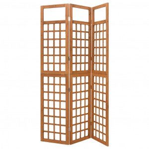 Biombo/Enrejado de 3 paneles madera maciza de abeto 121x180.5 cm D