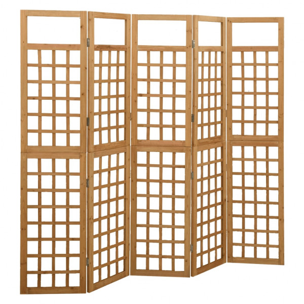 Biombo/Enrejado de 5 paneles madera maciza de abeto 201.5x180 cm D