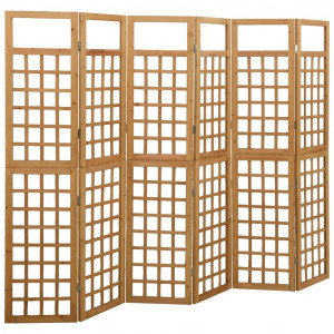 Biombo/Enrejado de 6 paneles madera de abeto 242.5x180 cm D