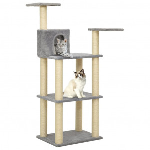Rascador para gatos con postes de sisal 119 cm gris claro D