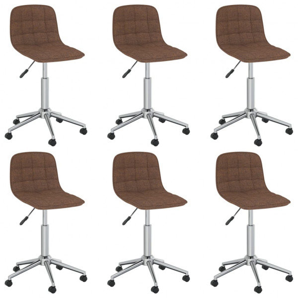 Sillas de comedor giratorias 6 unidades tela marrón Sillas de comedor giratorias 6 unidades tela marrón D