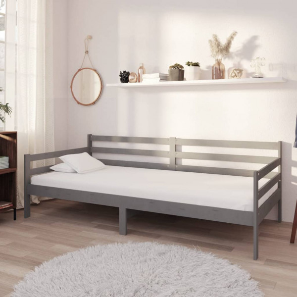 Sofá cama de madeira maciça de pinho cinza 90x200 cm D