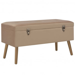 Banco con compartimento de terciopelo beige 80 cm D