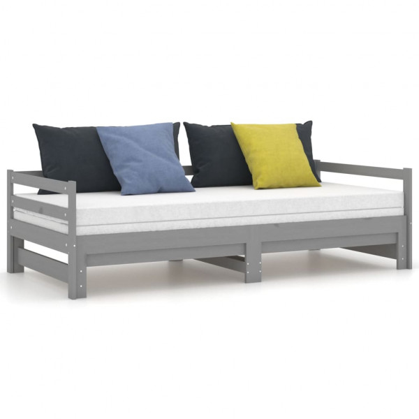 Sofá cama removível madeira maciça de pinho cinza 2x(90x200) cm D