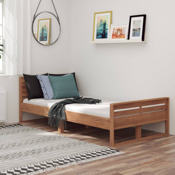 Estructura de cama de madera maciza de teca 100x200 cm D