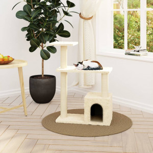 Árvore para gatos c/ postes arranhadores sisal 70 cm cor creme H