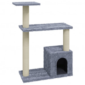 Árvore p/ gatos c/ postes arranhadores sisal 70 cm cinza-claro H